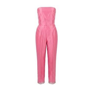 Ann Taylor 100% Silk Fuchsia Beaded 2-Piece Set Top & Pants 4 Coquette Y2K